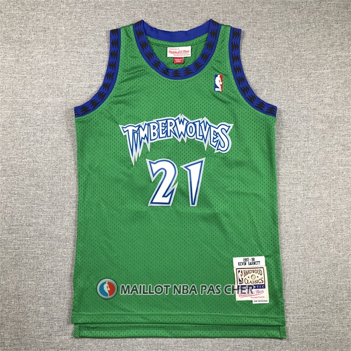 Maillot Enfant Minnesota Timberwolves Kevin Garnett NO 21 Hardwood Classics Throwback 1997-98 Vert